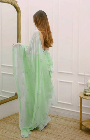 Delightful Soft Georgette With Hearts Shaped Handwork Designer Saree