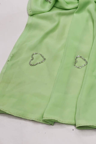 Delightful Soft Georgette With Hearts Shaped Handwork Designer Saree