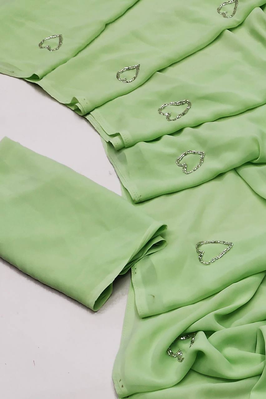 Delightful Soft Georgette With Hearts Shaped Handwork Designer Saree