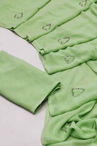 Delightful Soft Georgette With Hearts Shaped Handwork Designer Saree