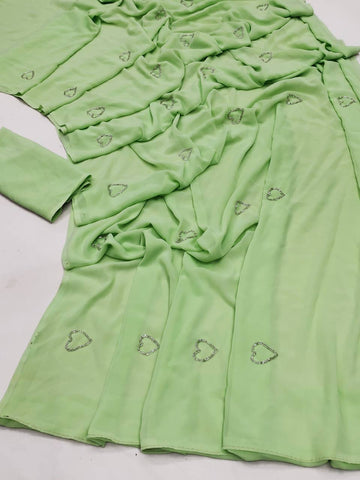 Delightful Soft Georgette With Hearts Shaped Handwork Designer Saree