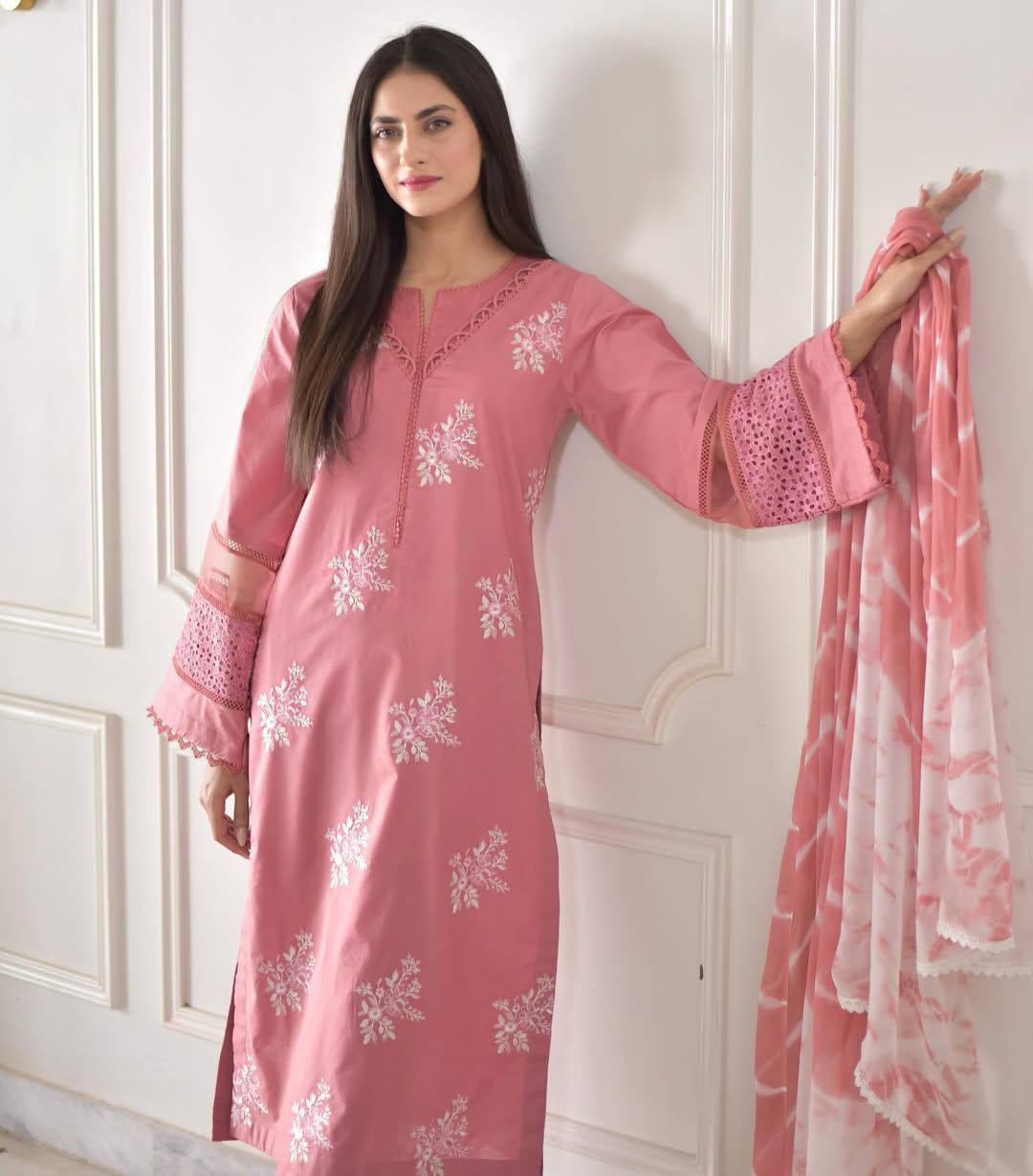 Ravishing Baby Pink Color Roman Silk With Embroidery Work Salwar Suit
