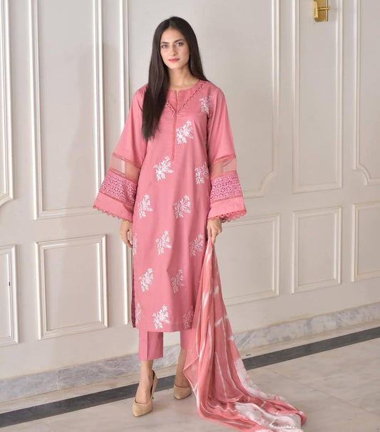 Ravishing Baby Pink Color Roman Silk With Embroidery Work Salwar Suit