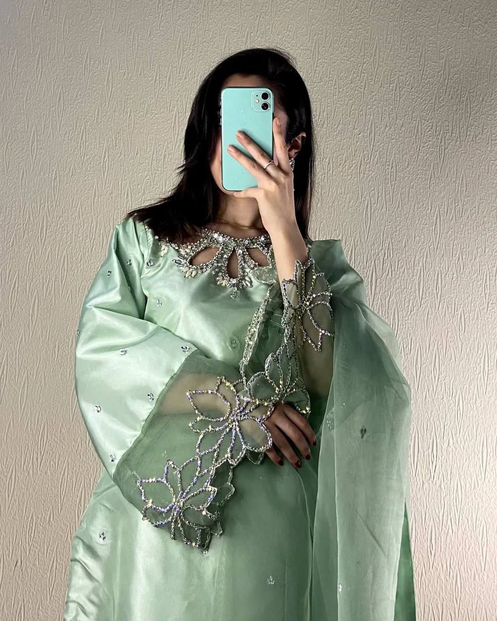 Outstanding Pista Green Color Embroidery With Beads And Sequence Work Salwar Suit