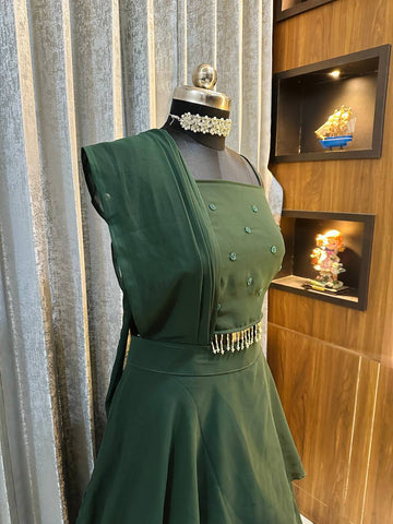 Delightful Green Color Heavy Georgette Designer Ready To Wear Lehenga Saree