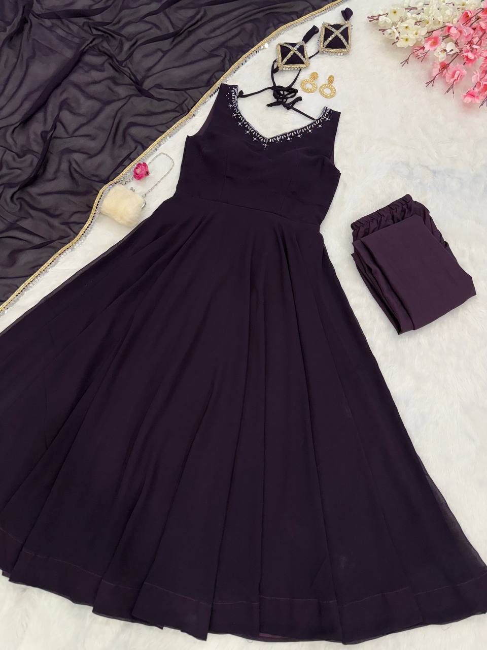 Good Looking Black Color Georgette Anarkali Suit