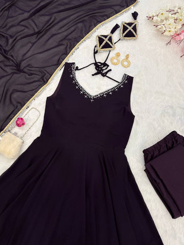 Good Looking Black Color Georgette Anarkali Suit