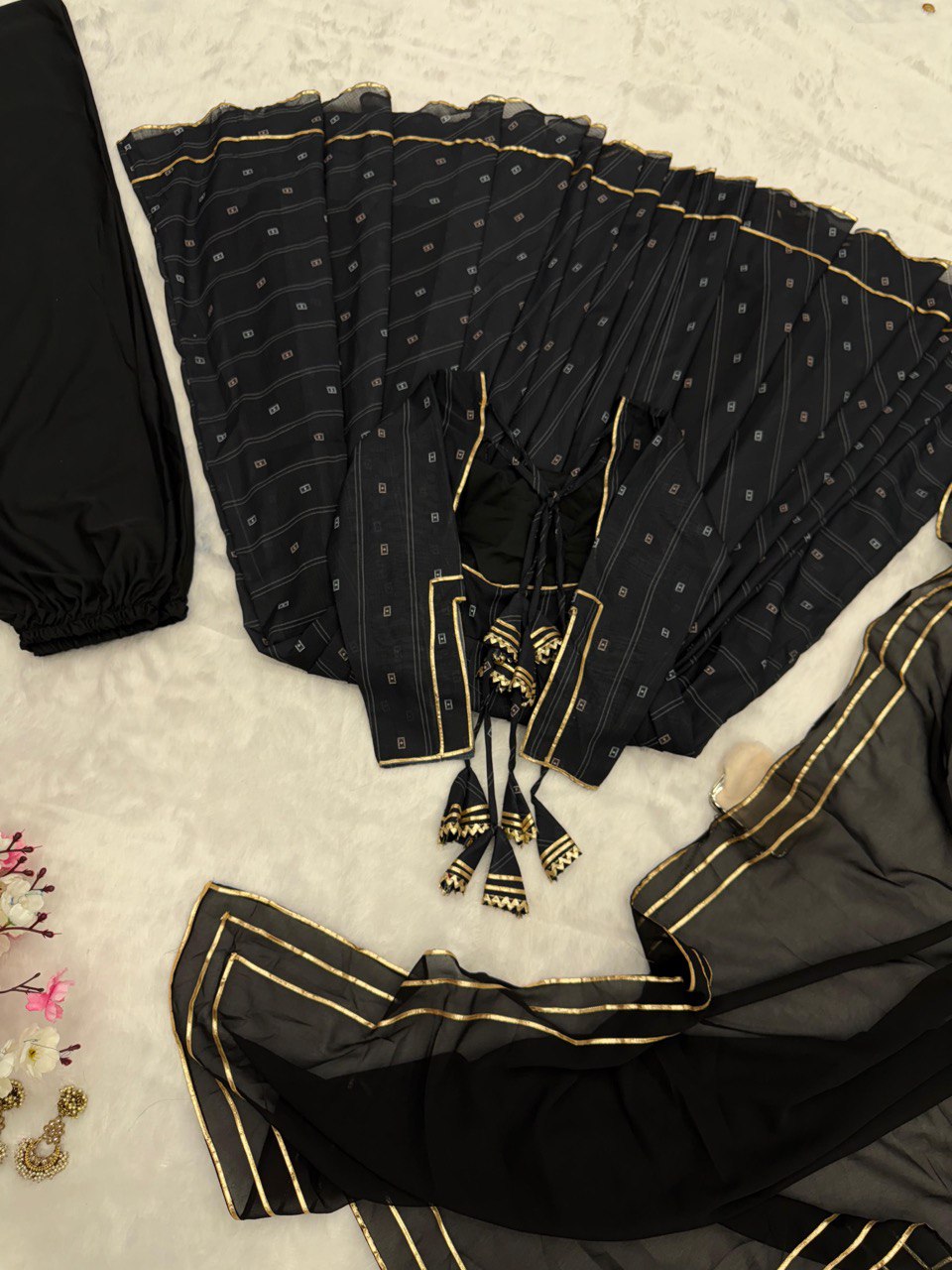 Mesmerizing Black Color Softy Chex Digital Printed Padded Anarkali Suit