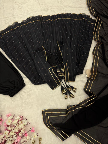 Mesmerizing Black Color Softy Chex Digital Printed Padded Anarkali Suit