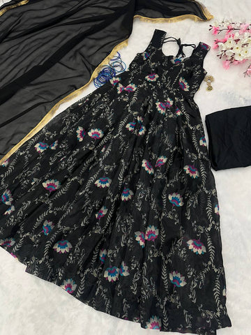 Fabulous Pure Jimmy Organza Silk Digital Printed Anarkali Gown