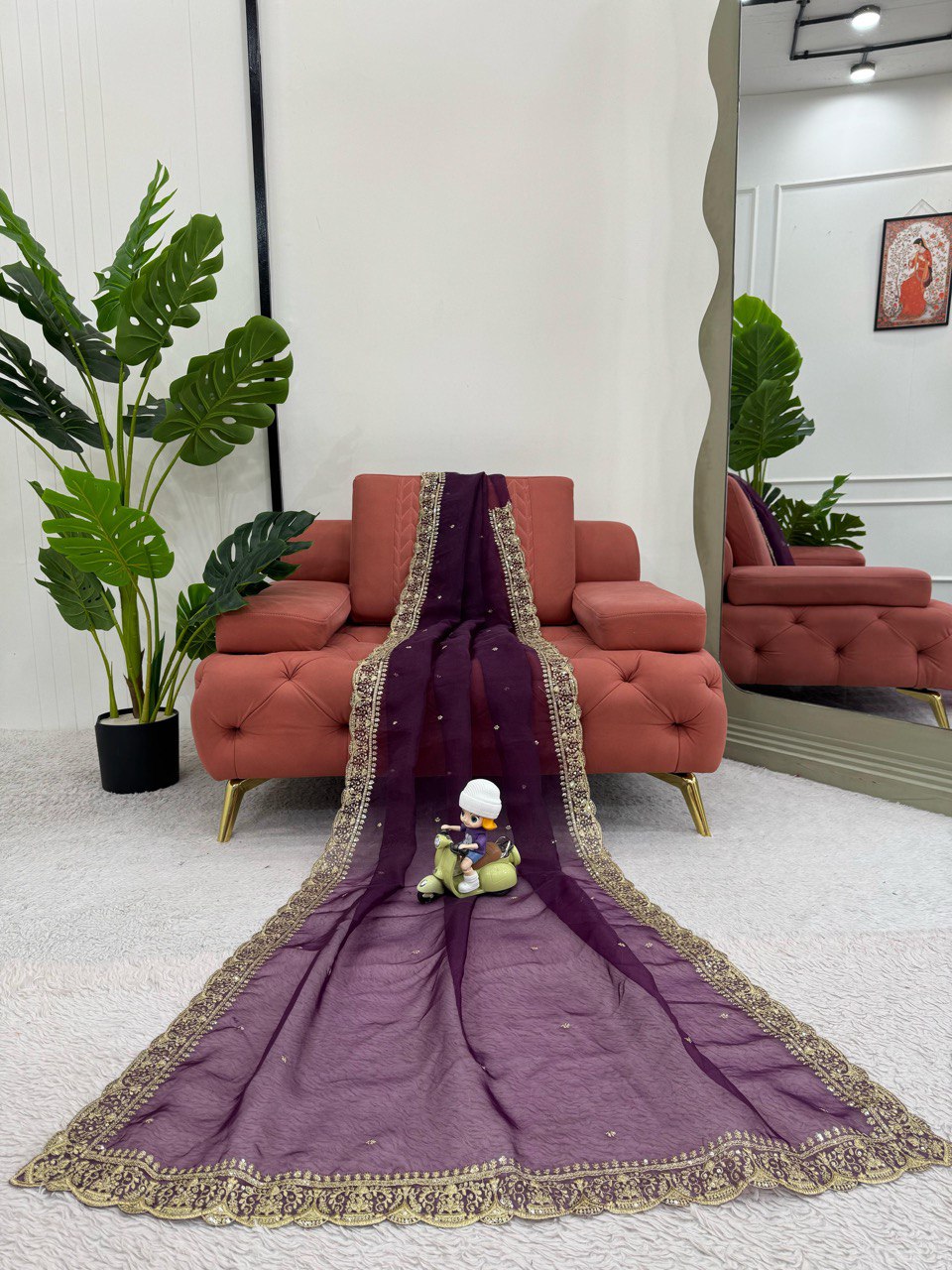 Alluring Purple Color Heavy Organza Silk Thread With Sequence Work Designer Saree