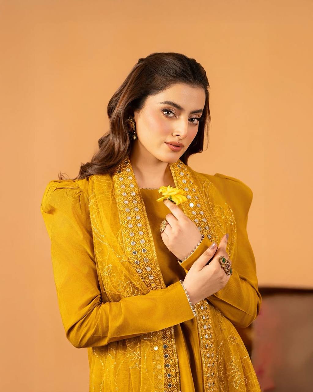 Function Wear Haldi Special Yellow Color Heavy Natural Crep Silk Fancy Less Border Work Salwar Suit