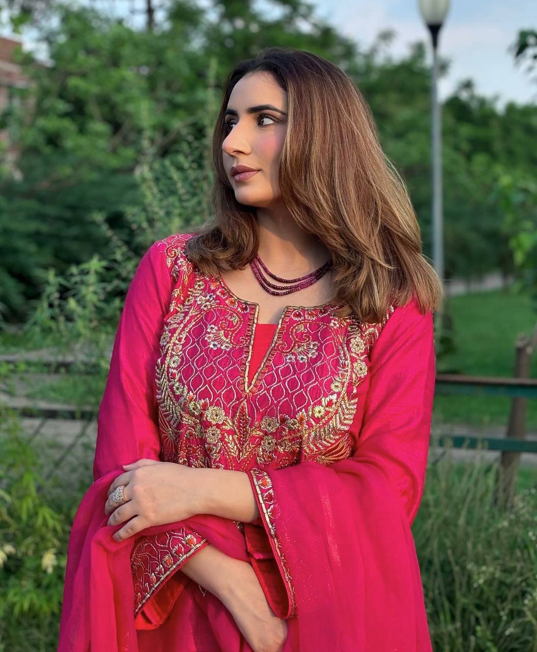 Function Wear Pink Color Pure Heavy Chinnon Silk With Heavy Embroidery Sequence Work Kurta Set