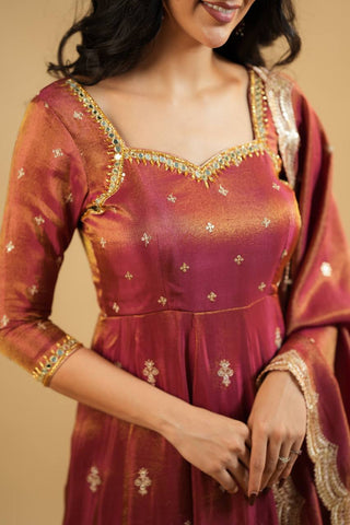 Wedding Wear Chocolate Color Cosmo With Heavy Sequins Thread Embroidered Work Anarkali Suit