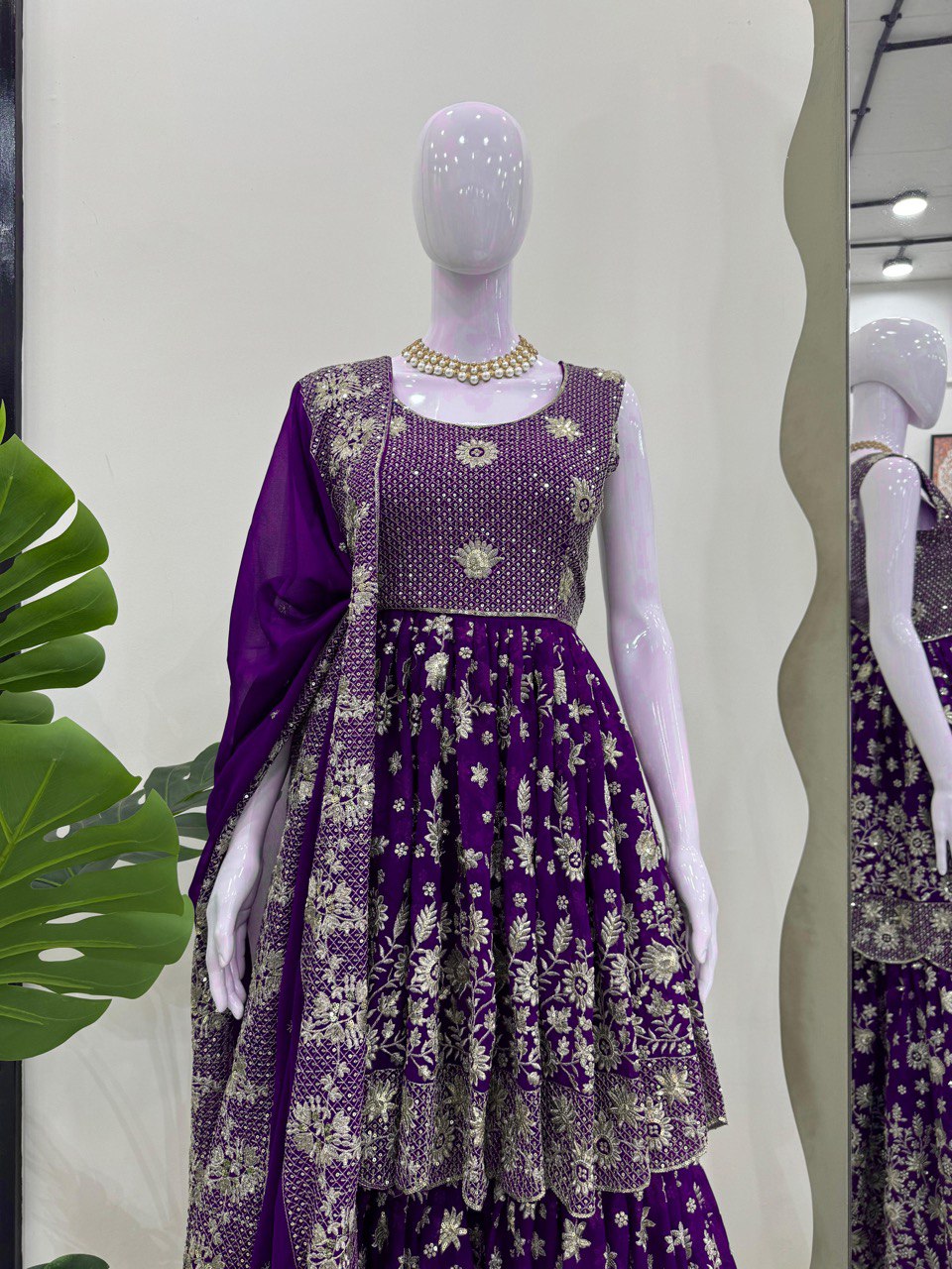 Party Wear Purple Color Faux Georgette And Thread With Sequence Work Lehenga Choli