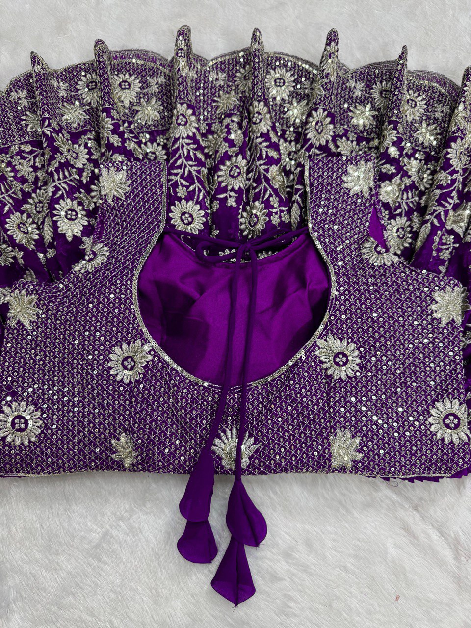 Party Wear Purple Color Faux Georgette And Thread With Sequence Work Lehenga Choli
