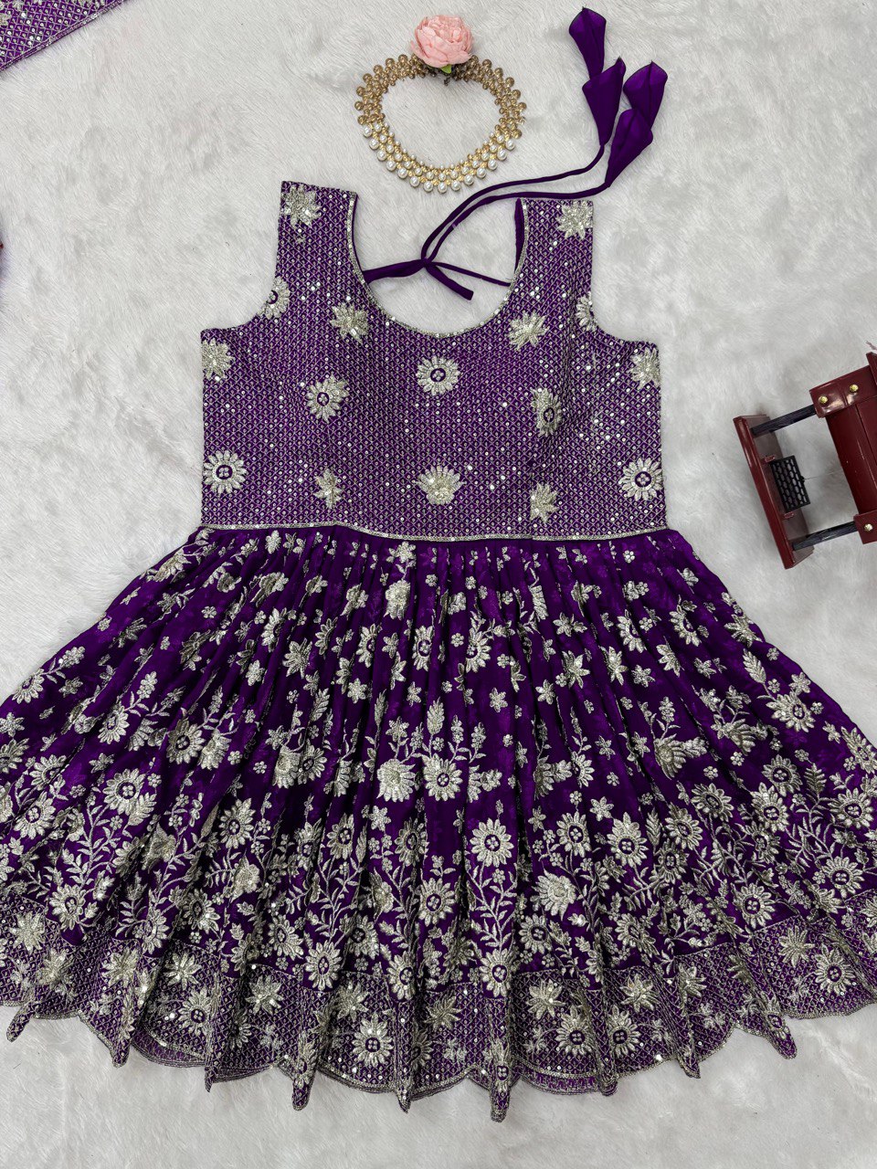 Party Wear Purple Color Faux Georgette And Thread With Sequence Work Lehenga Choli