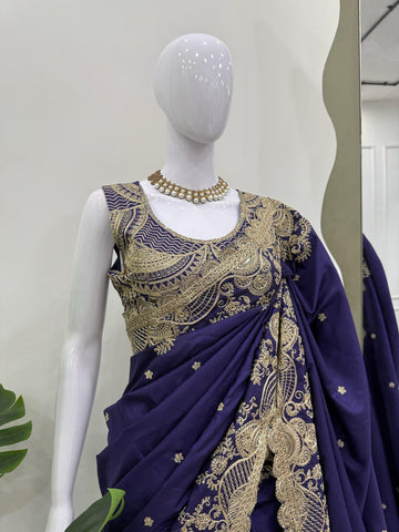 Attractive Blue Color Rangoli Silk And Coding With Sequence Work Saree