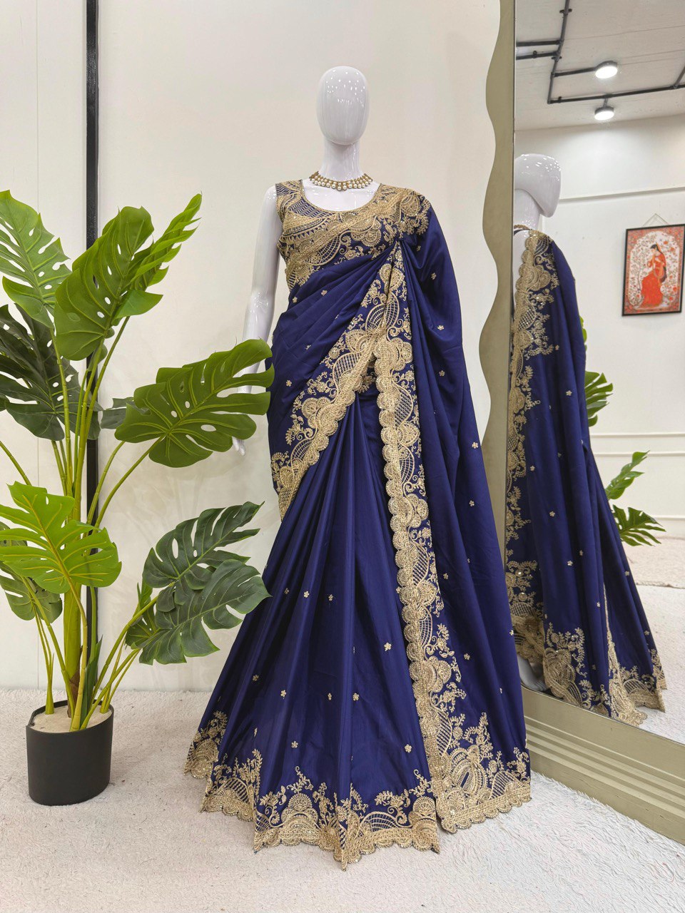 Attractive Blue Color Rangoli Silk And Coding With Sequence Work Saree