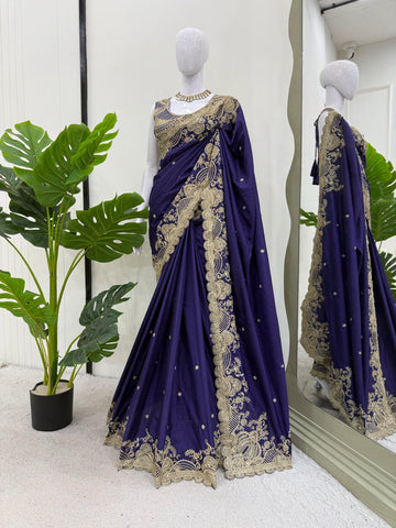 Attractive Blue Color Rangoli Silk And Coding With Sequence Work Saree