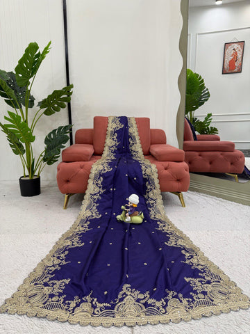 Attractive Blue Color Rangoli Silk And Coding With Sequence Work Saree