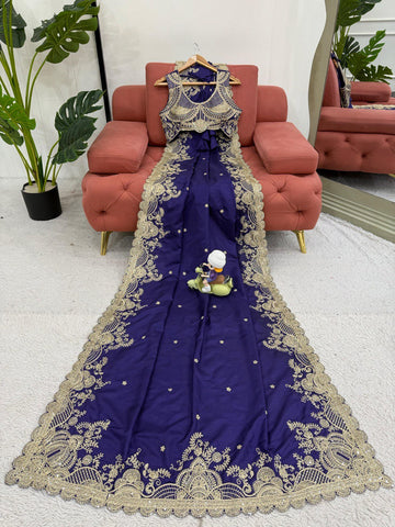 Attractive Blue Color Rangoli Silk And Coding With Sequence Work Saree