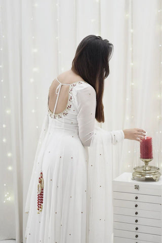 Occasion Wear White Color Faux Georgette With Hand Work Designer Gown