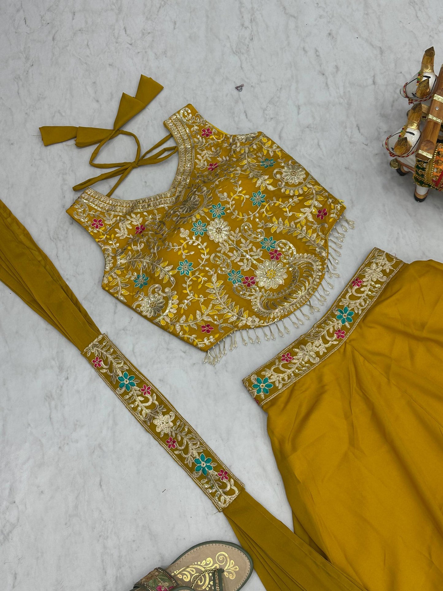 Haldi Special Yellow Star Georgette And Cording Sequence Work Palazzo Suit
