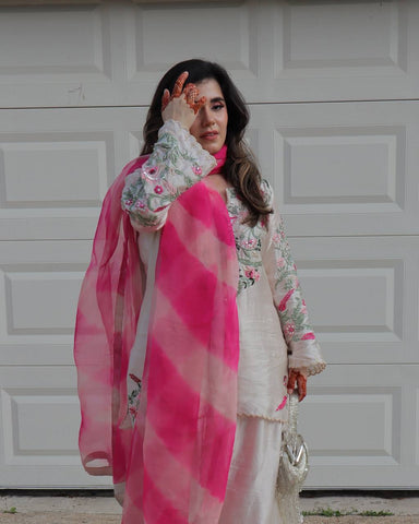 Festive Wear White Color Natural Crep Silk With Embrodary Siquance Work Palazzo Suit