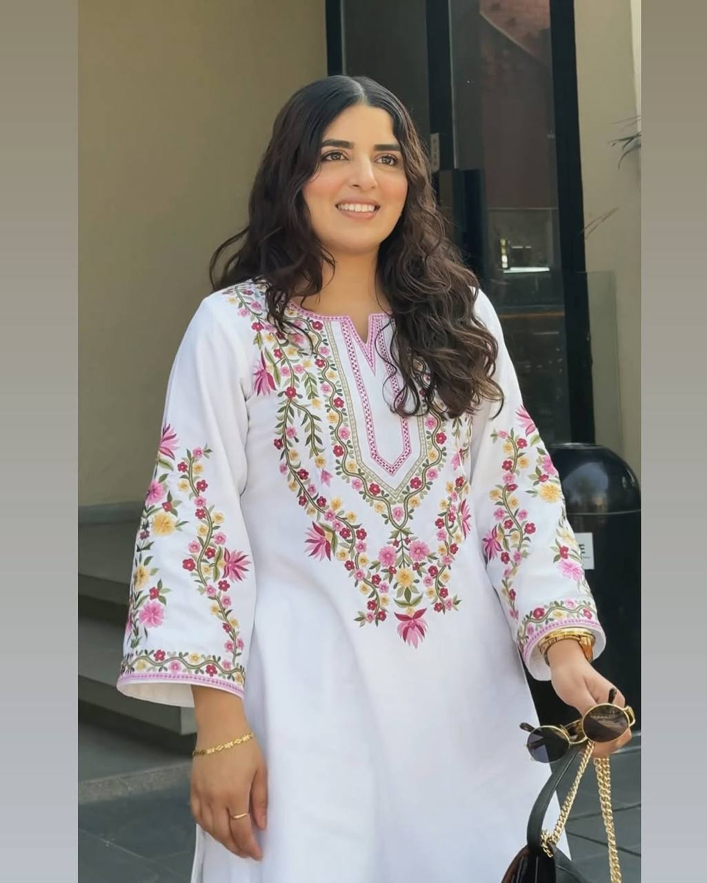 Mesmerizing White Color Pure Natural Crepe Silk With Embroidery Sequence Work Palazzo Suit