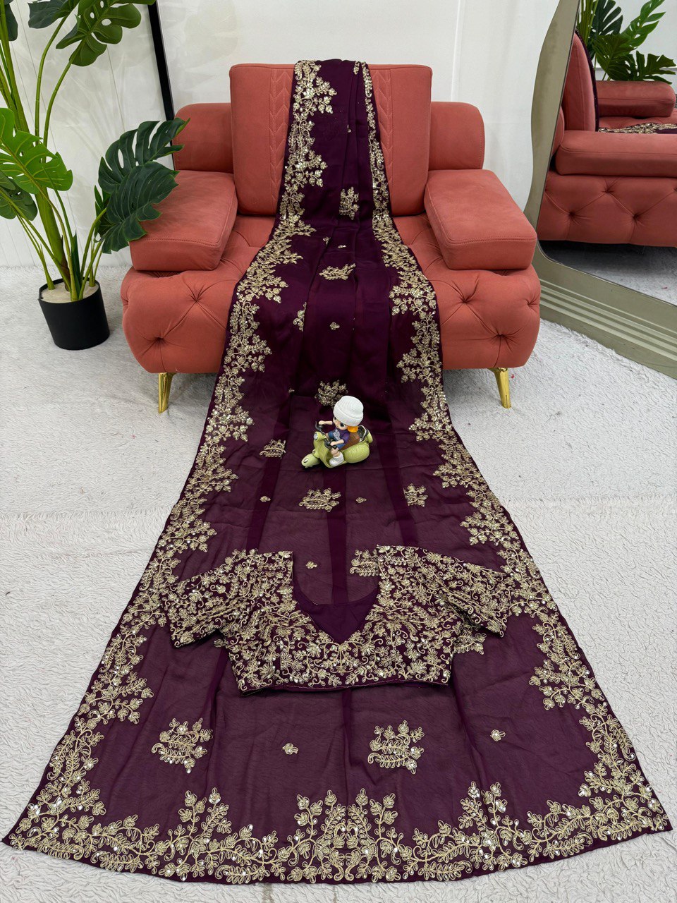Wedding Wear Wine Color Rangoli Silk And Coding With Sequence Work Saree
