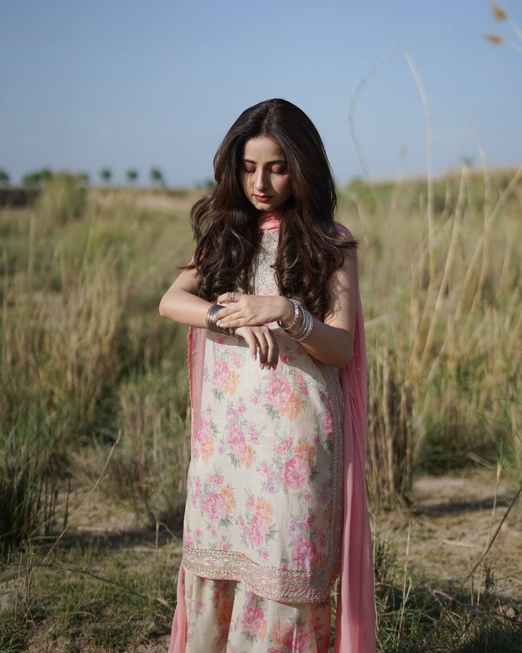 Function Wear Off White Color Pure Sifon Georgette With Digital Print With Embroidery Sequence Work Salwar Suit