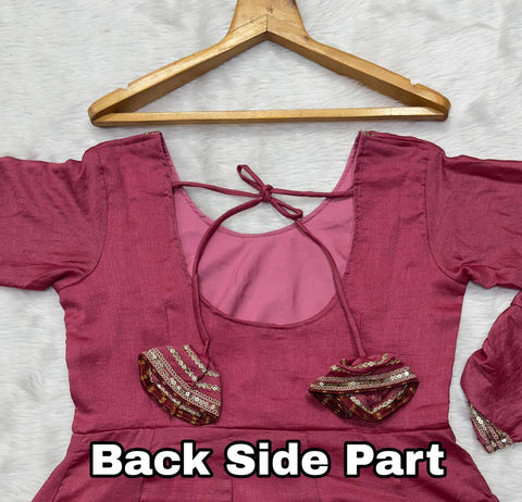 Bollywood Style Dusty Pink Color Vichitra Silk With Embroidery Zari-Codding Sequins Work Anarkali Gown