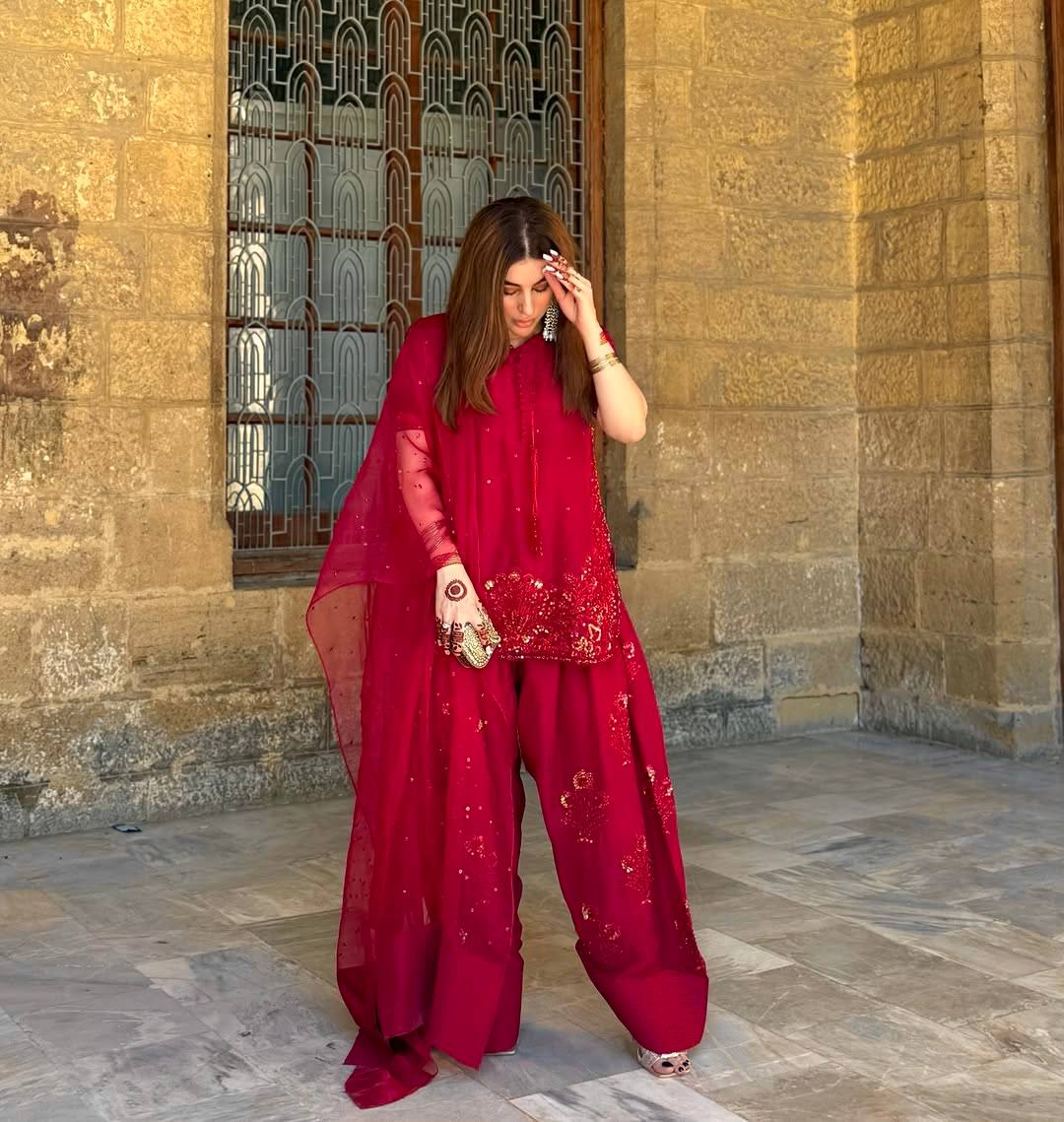 Reception Wear Red Color Pure Natural Crep Silk With Embroidery Sequence Work Salwar Suit