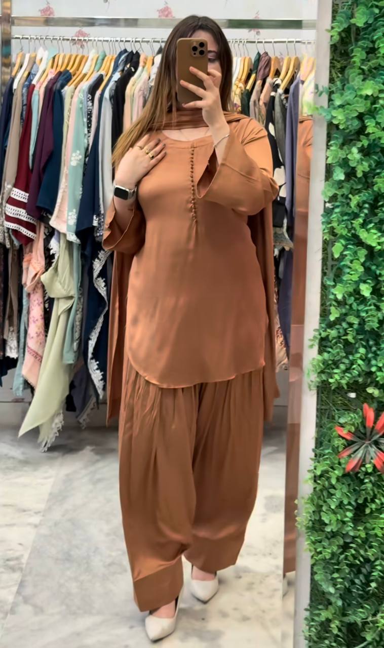 Wedding Wear Designer Brown Color Farshi Style Patiyala Salwar Suit