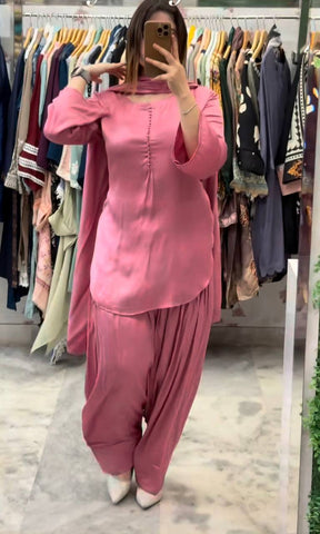Party Wear Designer Pink Color Farshi Style Patiyala Salwar Suit