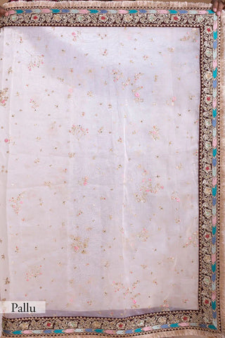 Party Wear Light Pink Color Organza Silk Embroidery Work Beautiful Saree