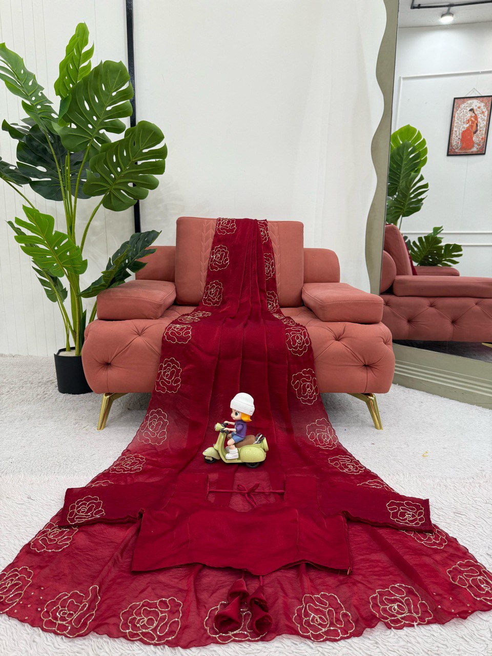 Reception Wear Maroon Color Jimmy Chu Silk With Hand Work Designer Saree