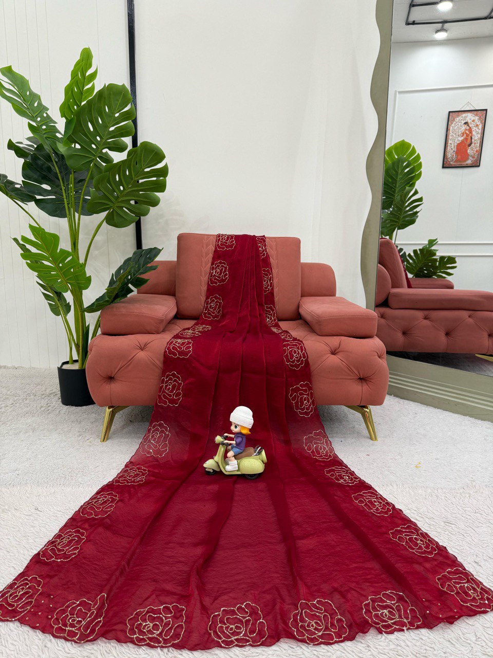 Reception Wear Maroon Color Jimmy Chu Silk With Hand Work Designer Saree