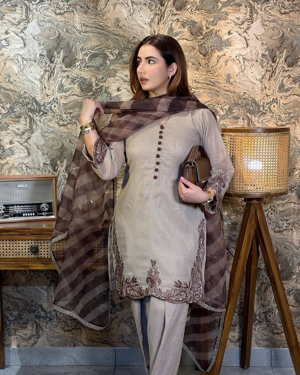 Festivals Wear Grey Color Thread Embroidery Work Salwar Suit