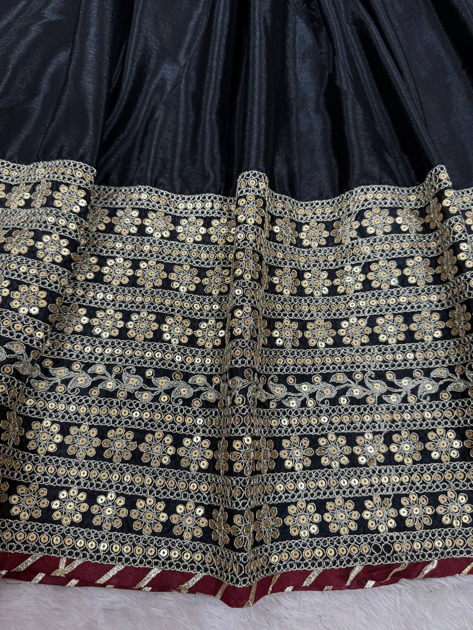 Function Wear Black Soft Chinon Silk Beautiful Thread Embroidery With Sequin Work Designer Gown