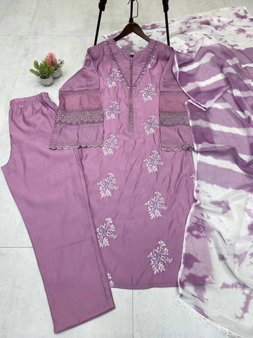 Function Wear Onion Color Roman Silk With Embroidery Work Salwar Suit
