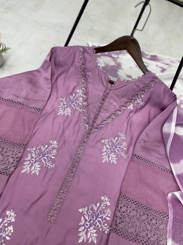 Function Wear Onion Color Roman Silk With Embroidery Work Salwar Suit