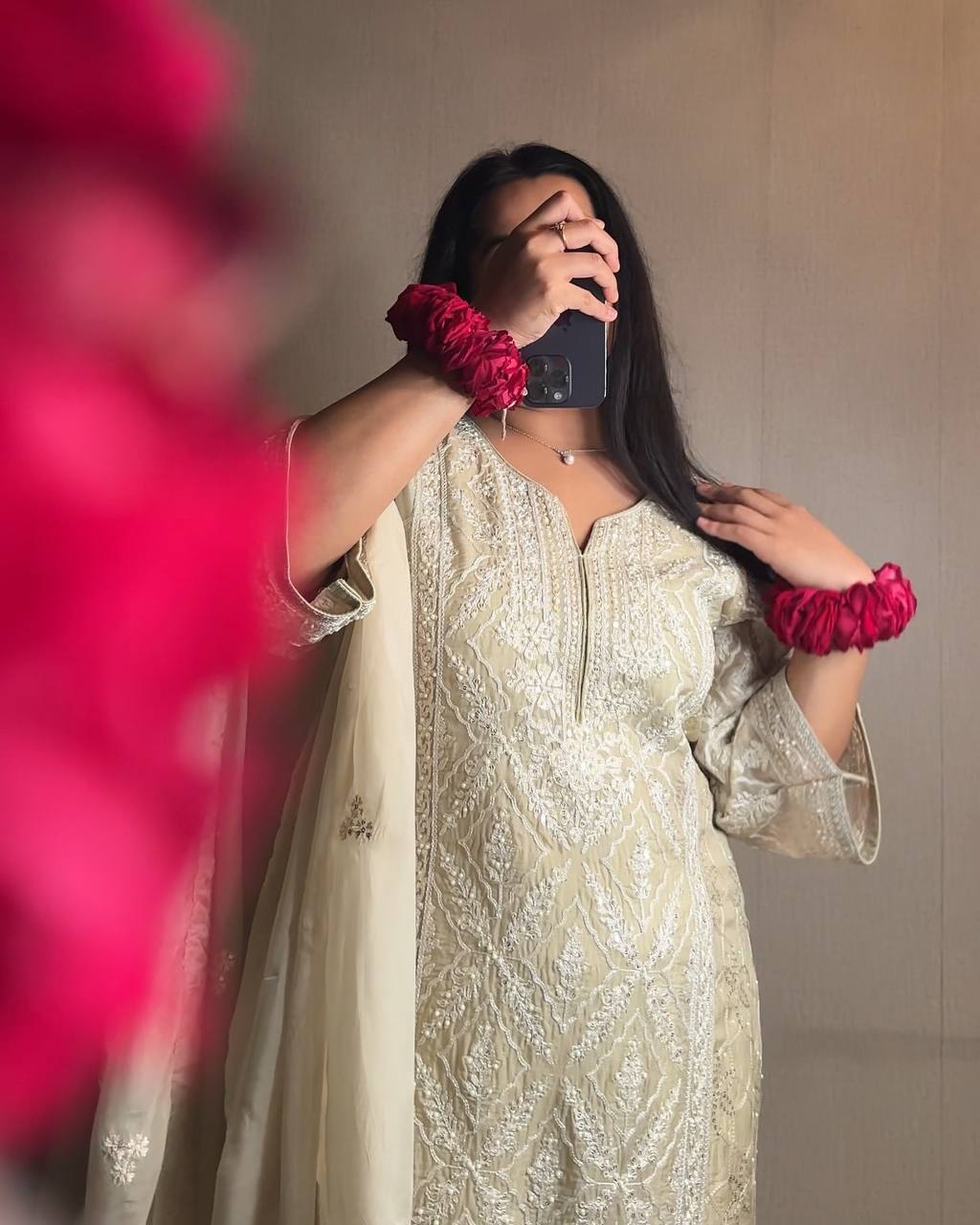 Festive Wear Off White Color Embroidery Sequin Work Salwar Suit