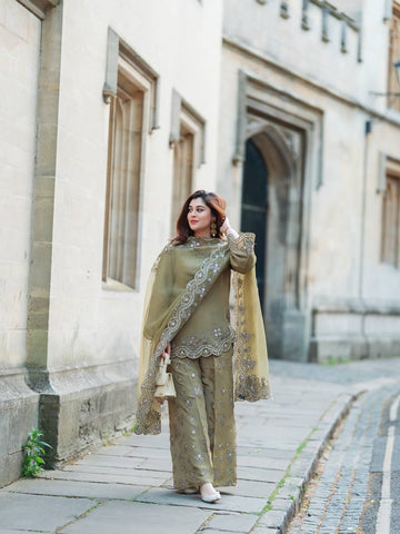 Function Wear Light Green Color Embroidery With Sequence Work Beautiful Palazzo Suit