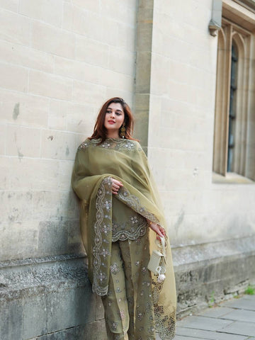 Function Wear Light Green Color Embroidery With Sequence Work Beautiful Palazzo Suit