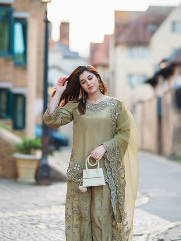 Function Wear Light Green Color Embroidery With Sequence Work Beautiful Palazzo Suit