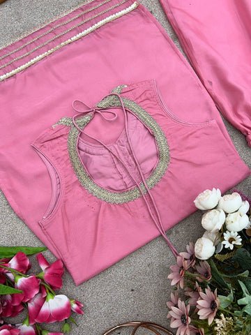 Wedding Wear Baby Pink Color Tabby Organza with Exquisite Embroidery Sequin Work Designer Sharara Suit