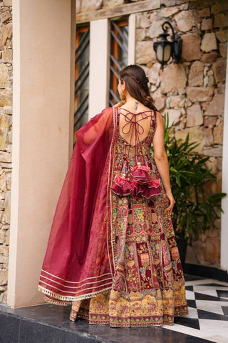Function Wear Premium Pure Jimmy Organza Silk Stunning Digital Printed Beautiful Gown