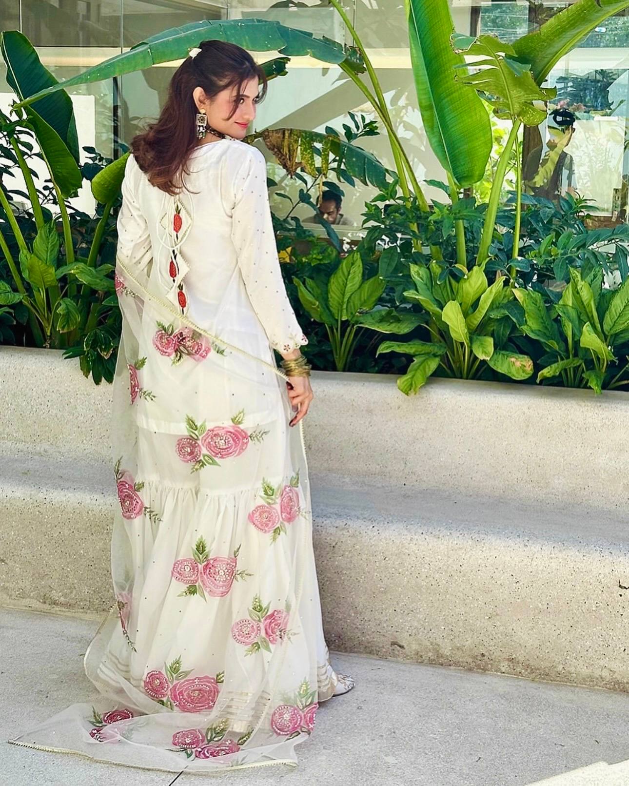 Beautiful White Color Embroidery And Sequin Work Sharara Suit